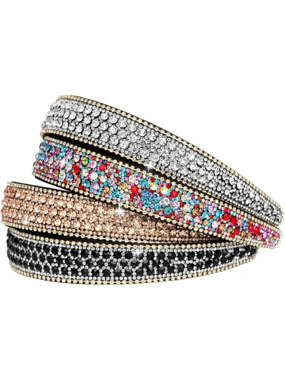 4 Pack Rhinestone Headbands Women Fashion Glitter Sparkly Diamond Headbands